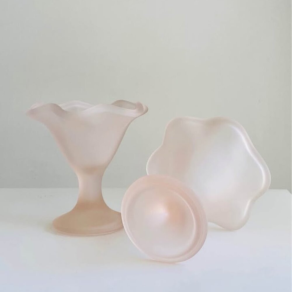 Vintage Italian Fidenza Primavera Pink Satin Dessert Cups – Set of 12
